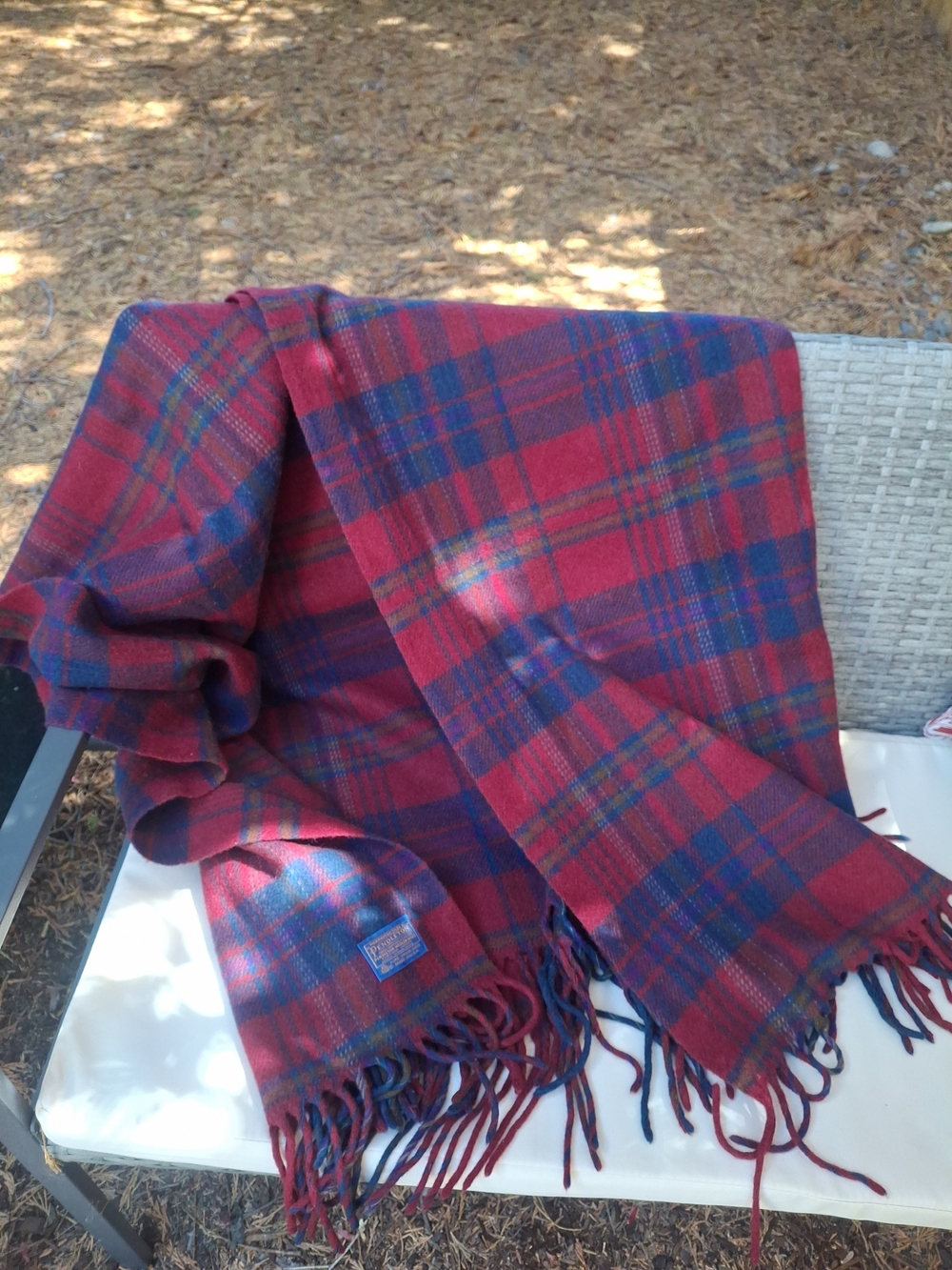 Pendleton Wool Blanket Plaid Fringe Throw Virgin Wool 52x66"